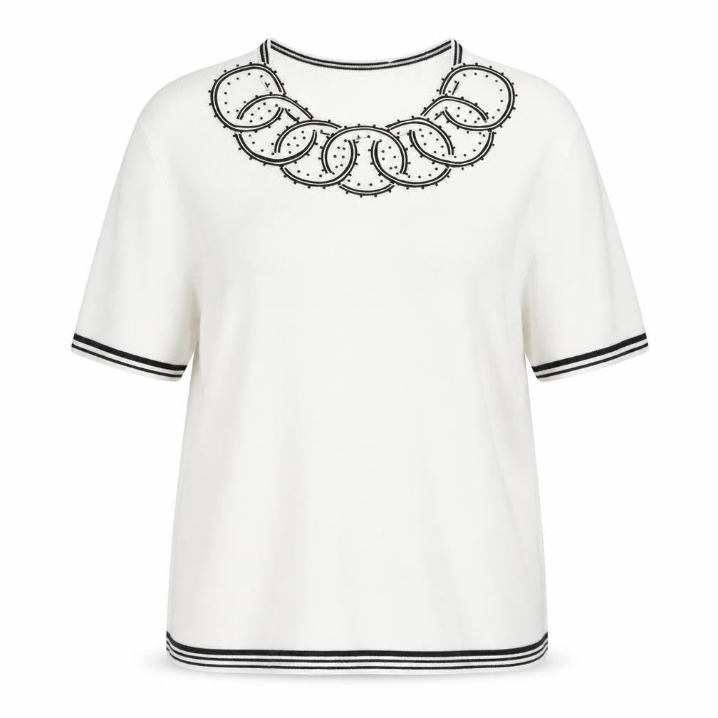 Front view of Avant Garde women’s white knit jumper, size 2XL