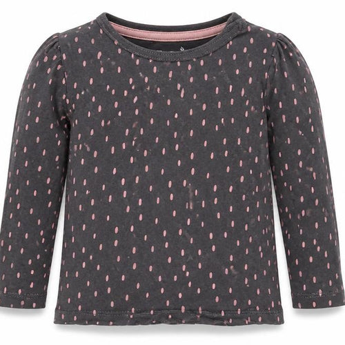 F&F Girls Grey Polka Dot Jersey Basic T-Shirt Size 9-12 Months