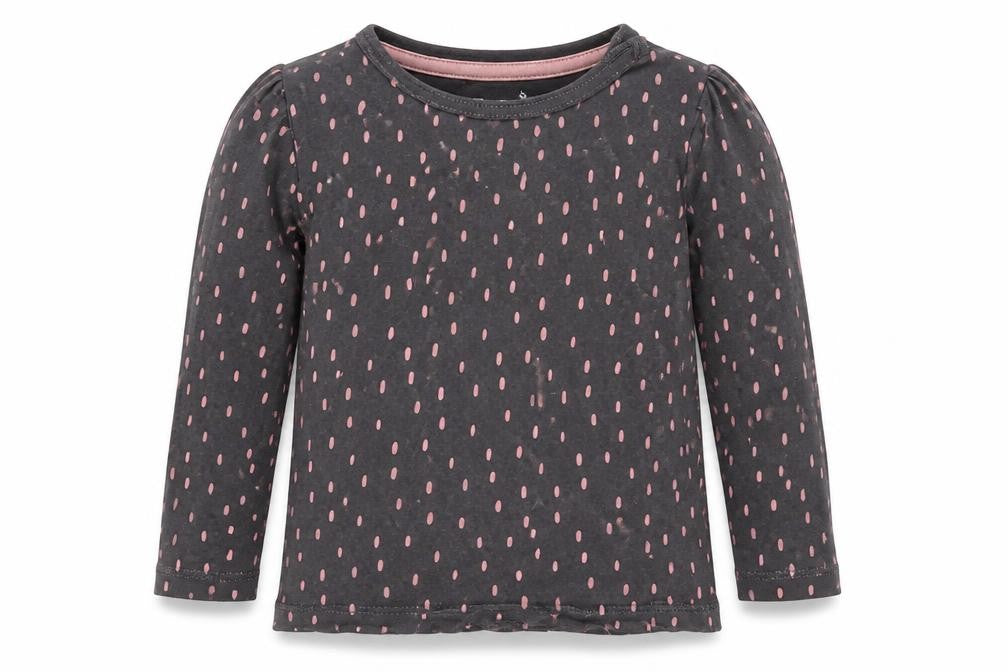 F&F Girls Grey Polka Dot Jersey Basic T-Shirt Size 9-12 Months