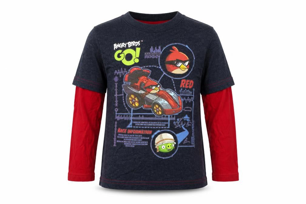 Front view of Tu boys’ blue jersey basic t-shirt, size 5, years - angry birds