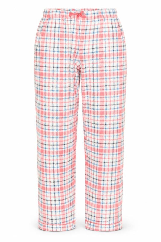Front view of ESMARA women’s multicoloured check sweatpants, size UK 12, 28-inch leg
