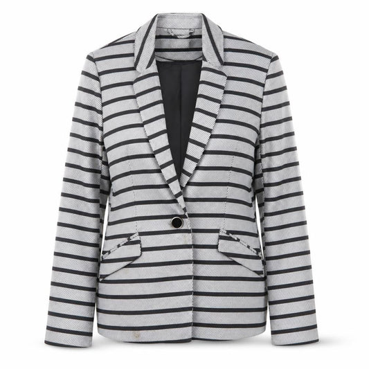 Front view of Oasis women’s multicoloured striped jacket blazer, size UK 8