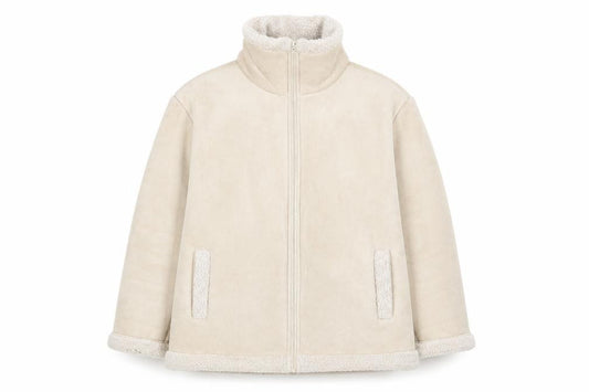 Front view of j.j wills women’s beige jacket coat, size S