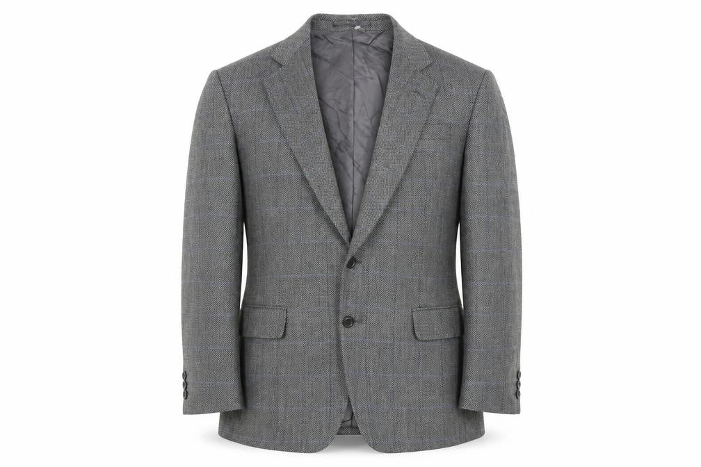 Front view of Greenwoods men’s grey houndstooth jacket blazer, size 42