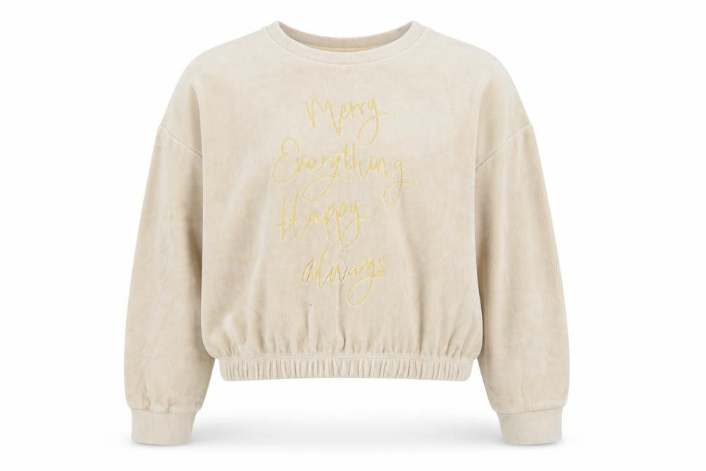 Front view of Asda George girls’ beige jumper, size 7-8, years