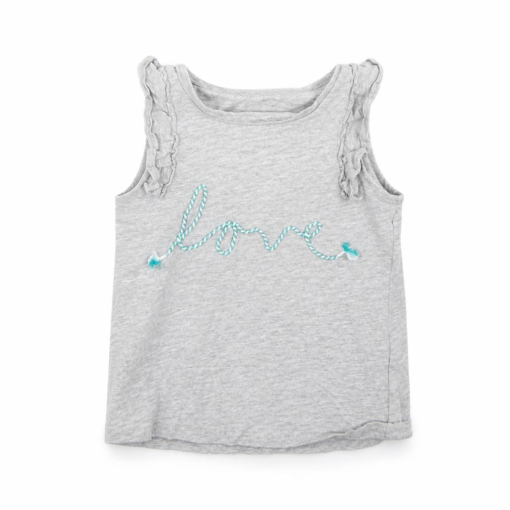 Front view of Marks & Spencer girls’ grey basic tank, size 3-4, years - love
