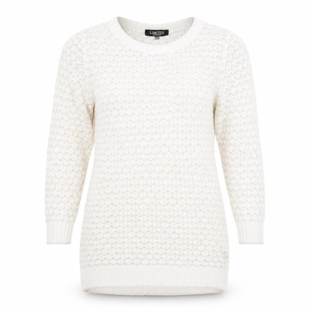 Front view of Limited Collection women’s white argyle/diamond knit jumper, size UK 12