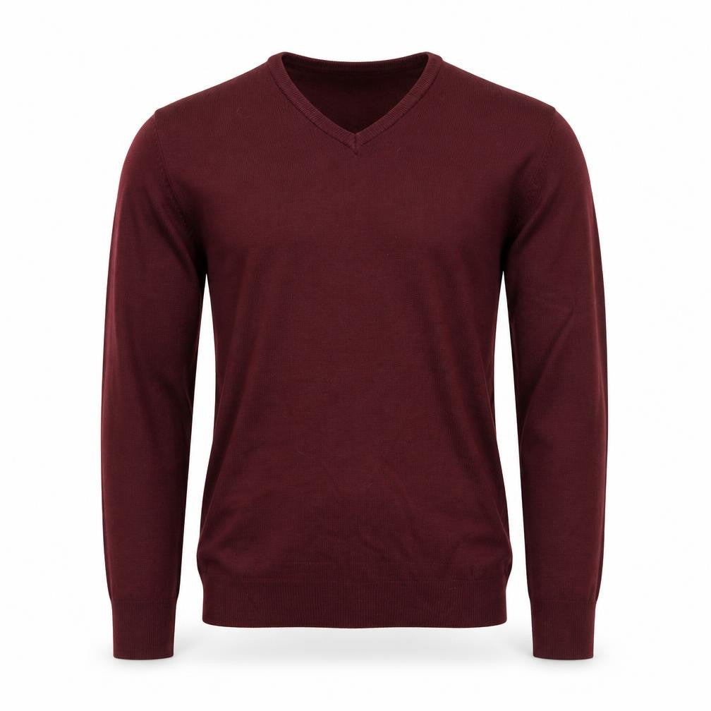 Front view of F&F men’s red henley jumper, size M