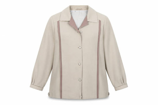 Front view of Preworn women’s beige trench coat coat, size L