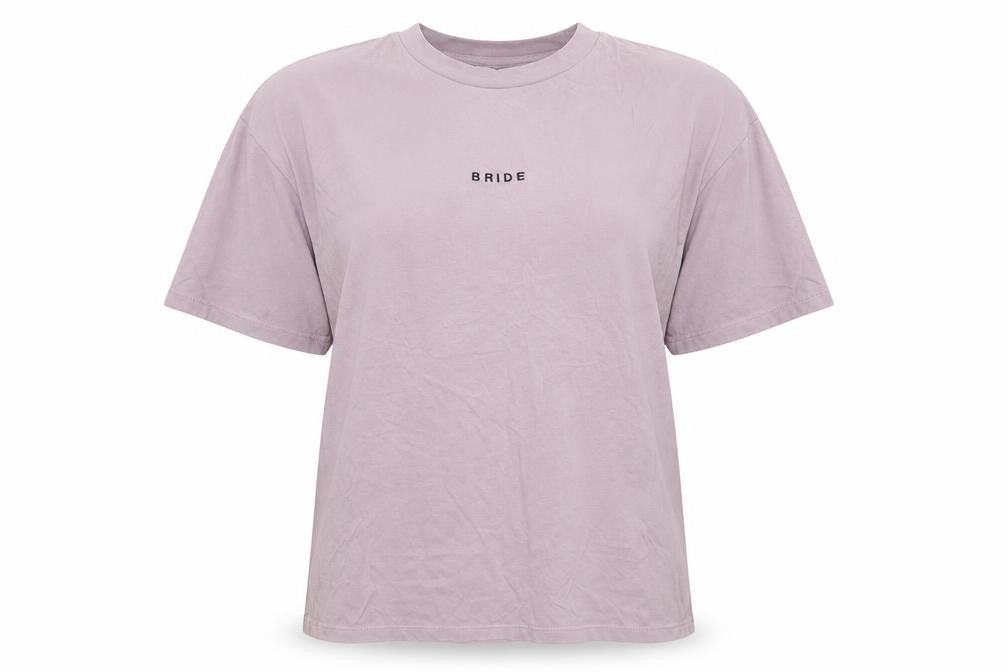 Front view of Stanley/stella women’s purple basic t-shirt, size S, - bride