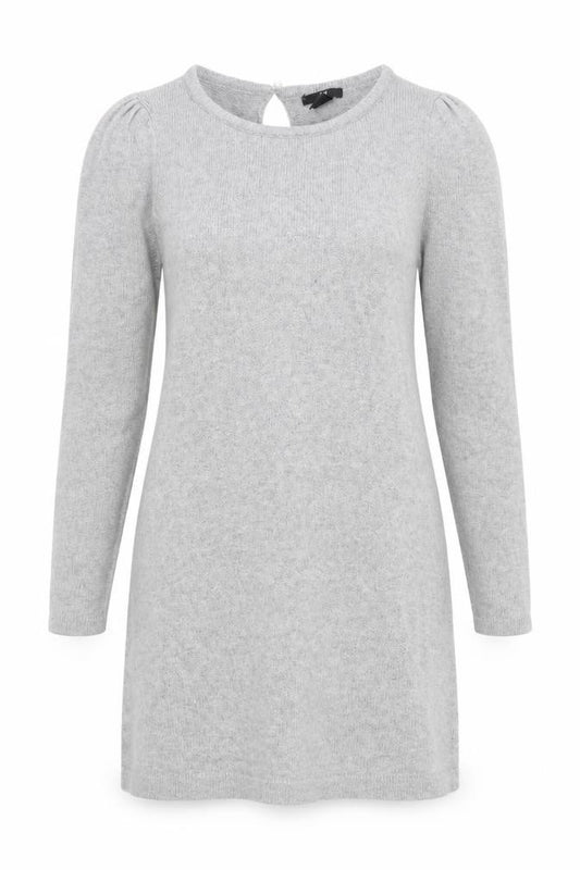 Front view of H&M women’s grey houndstooth jumper dress, size M