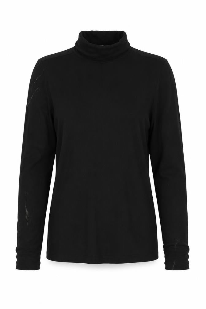 Front view of H&M women’s black colourblock basic t-shirt, size M