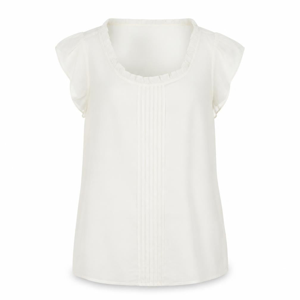 Front view of Tu women’s ivory basic blouse, size UK 10, - sheer