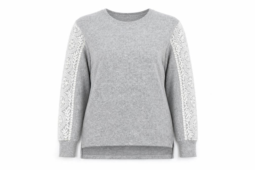 Flora Nikrooz Womens Grey   Pullover Jumper Size M  - Lace Sleeve detail