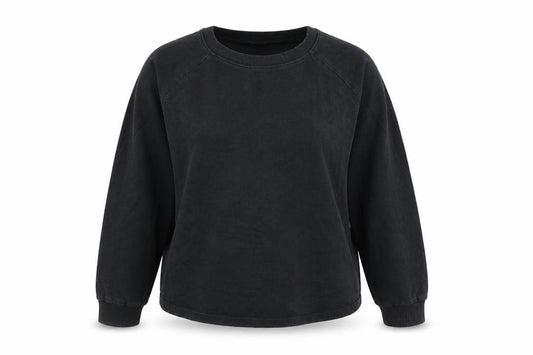 Front view of ASOS women’s grey pullover sweatshirt, size UK 12