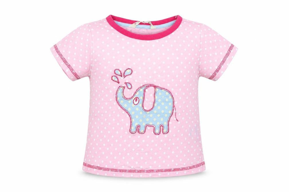 Animal Crazy Girls Pink Polka Dot  Basic T-Shirt Size 2-3 Years  - Elephant
