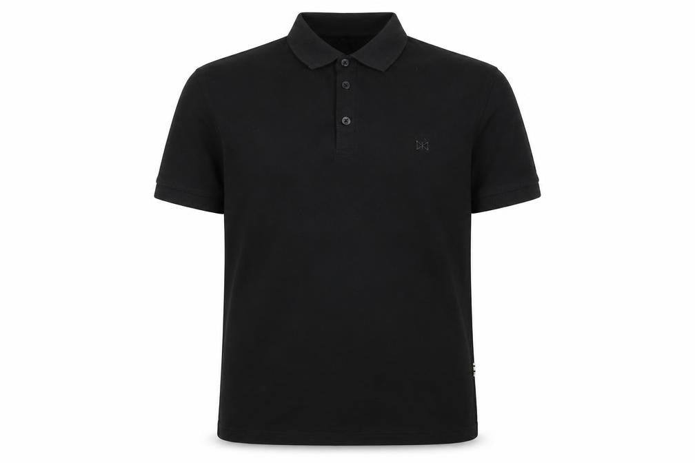 Front view of Tailored Originals men’s black polo, size S
