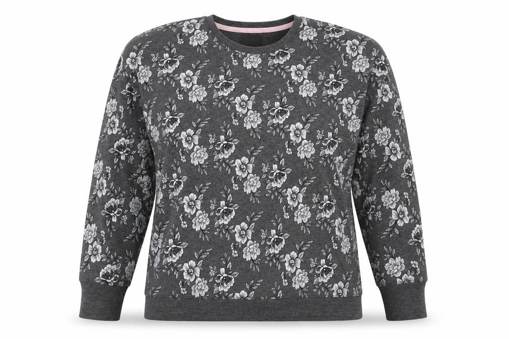 Front view of Matalan women’s grey floral top pyjama top, size M