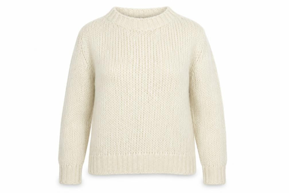 Front view of Bik Bok women’s white knit jumper, size L