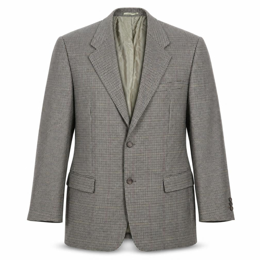 Front view of Preworn men’s multicoloured houndstooth jacket suit jacket, size 40