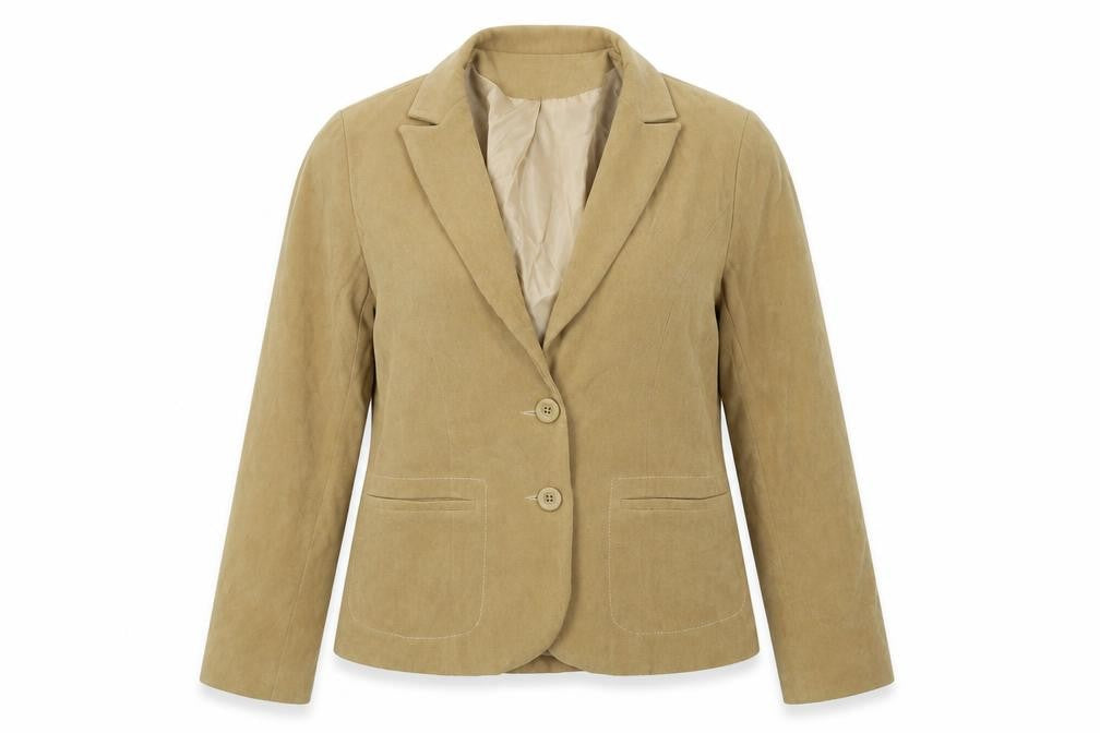 Front view of NL Collection women’s beige jacket blazer, size UK 12
