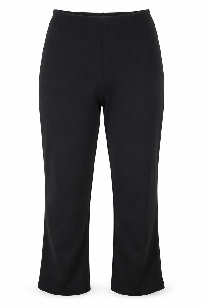 Front view of Preworn women’s black trousers, size UK 16, 30-inch leg