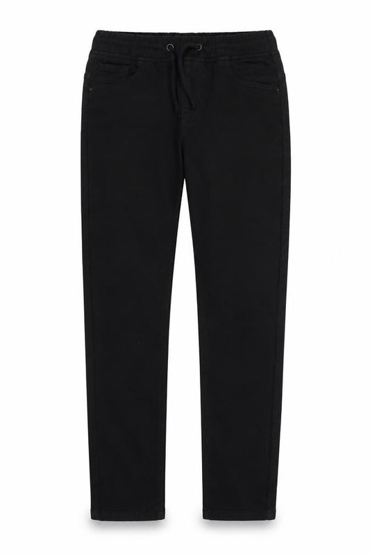 Front view of Matalan boys’ black carrot trousers, size 12, years