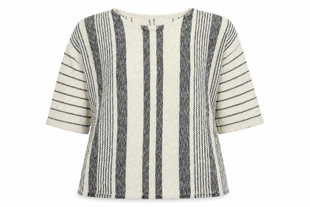 Front view of Matalan women’s beige striped jumper, size L