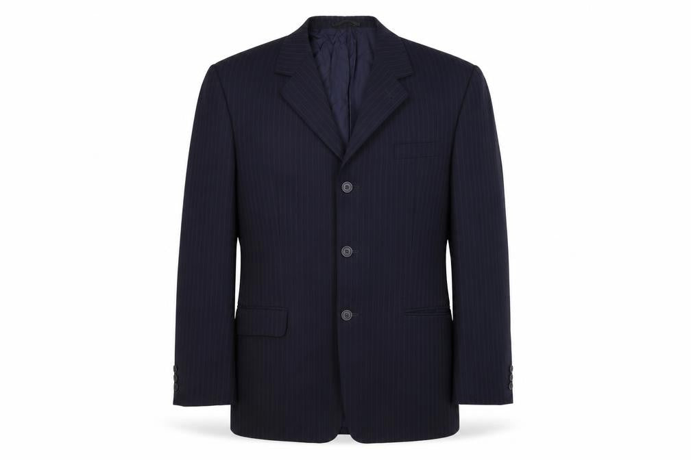 Front view of Preworn men’s blue jacket suit jacket, size S