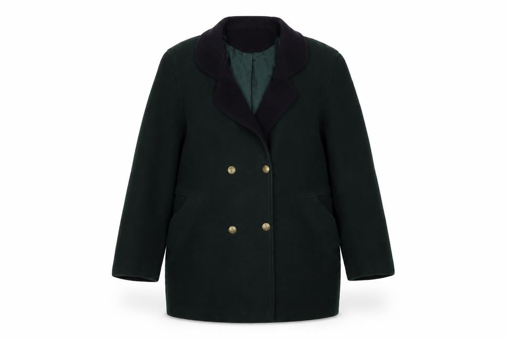 Front view of nauage women’s green jacket coat, size UK 14
