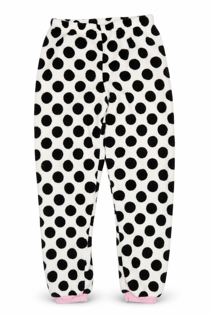 Front view of Matalan girls’ white polka dot capri pyjama pants, size 8-9, years