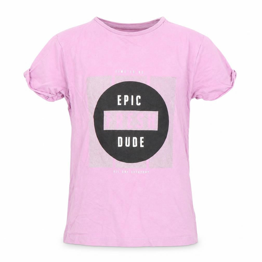 Front view of George girls’ purple basic t-shirt, size 7-8, years