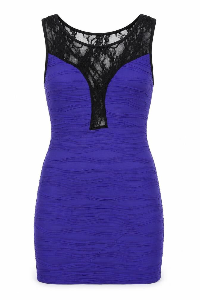 Front view of Cameo Rose women’s blue bodycon, size M