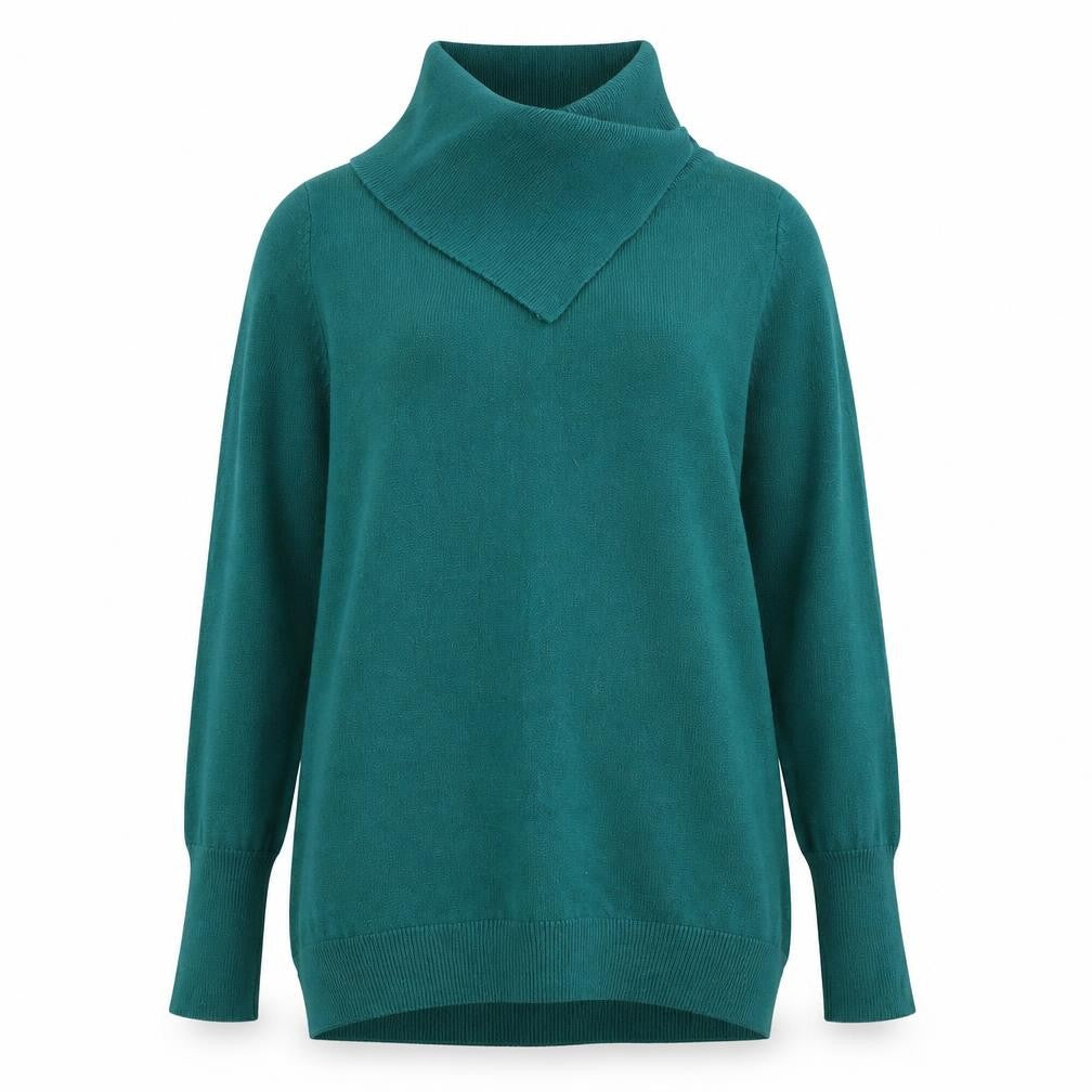 Front view of M&Co women’s green jumper, size UK 12