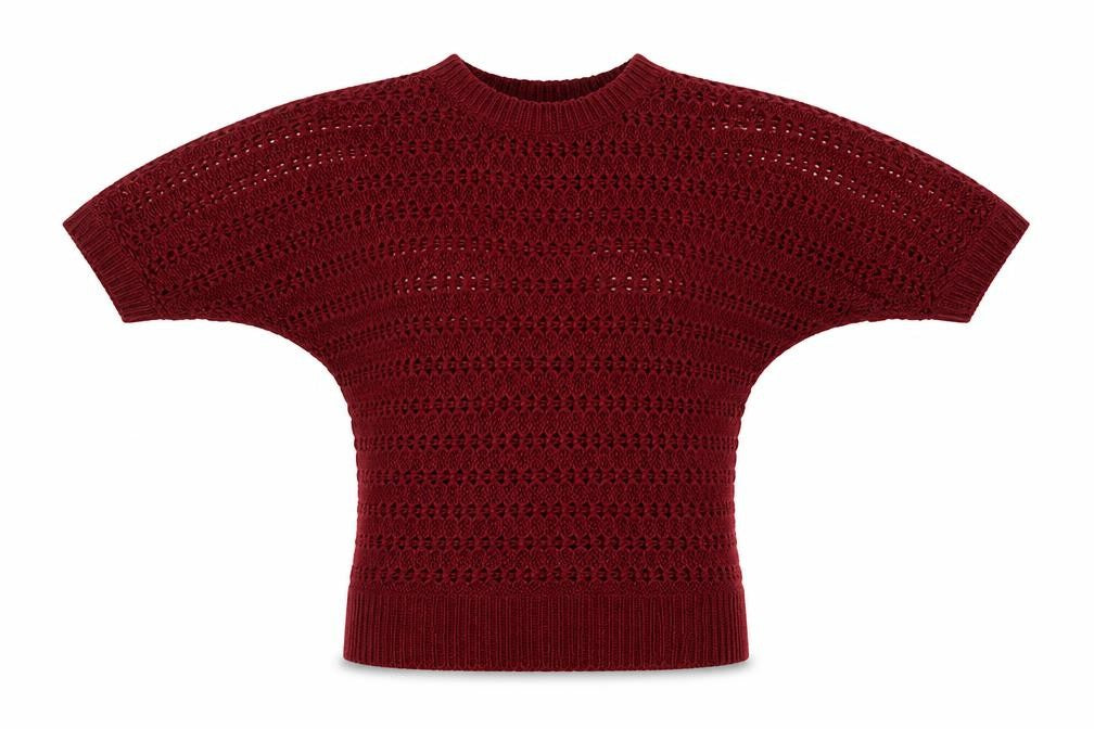 Front view of Select women’s red jumper, size UK 10