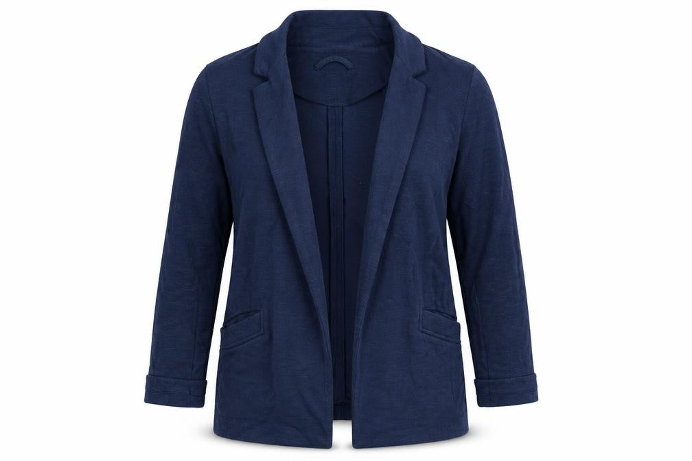 Front view of New Look women’s blue jacket, size UK 6