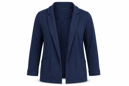 Front view of New Look women’s blue jacket, size UK 6