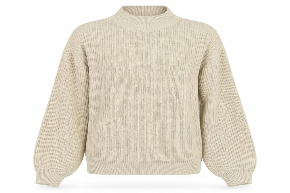 Front view of Pearl women’s beige jumper, size UK 12