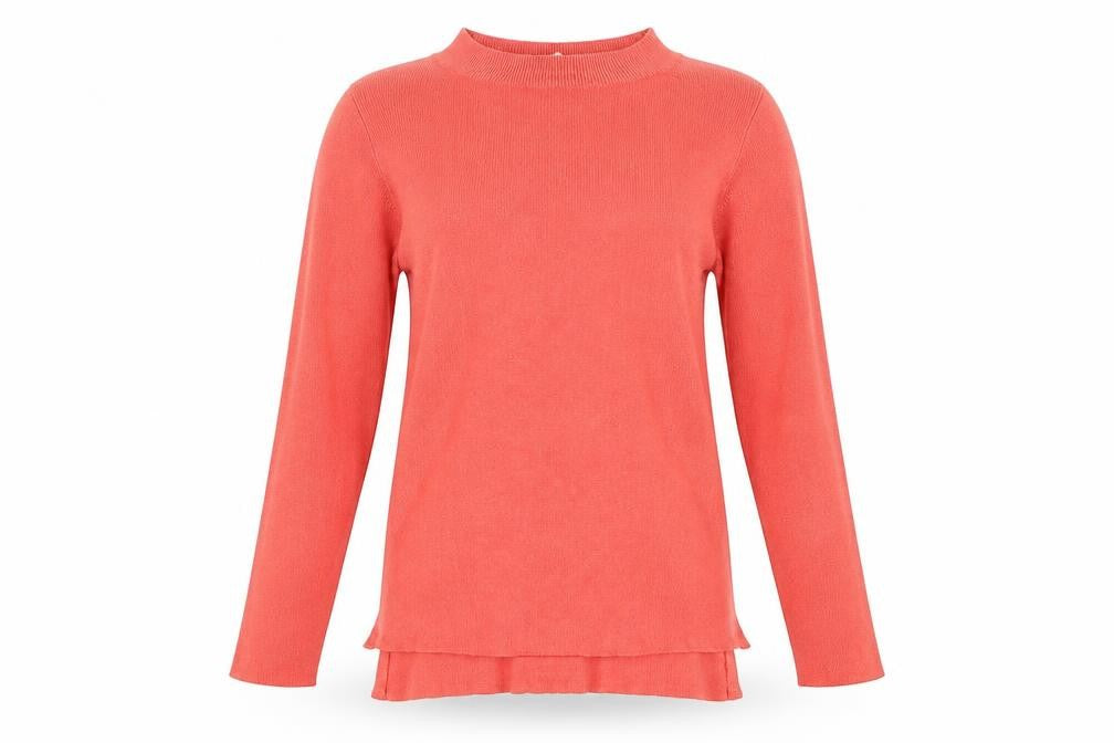 Front view of Peacocks women’s orange jumper, size UK 8