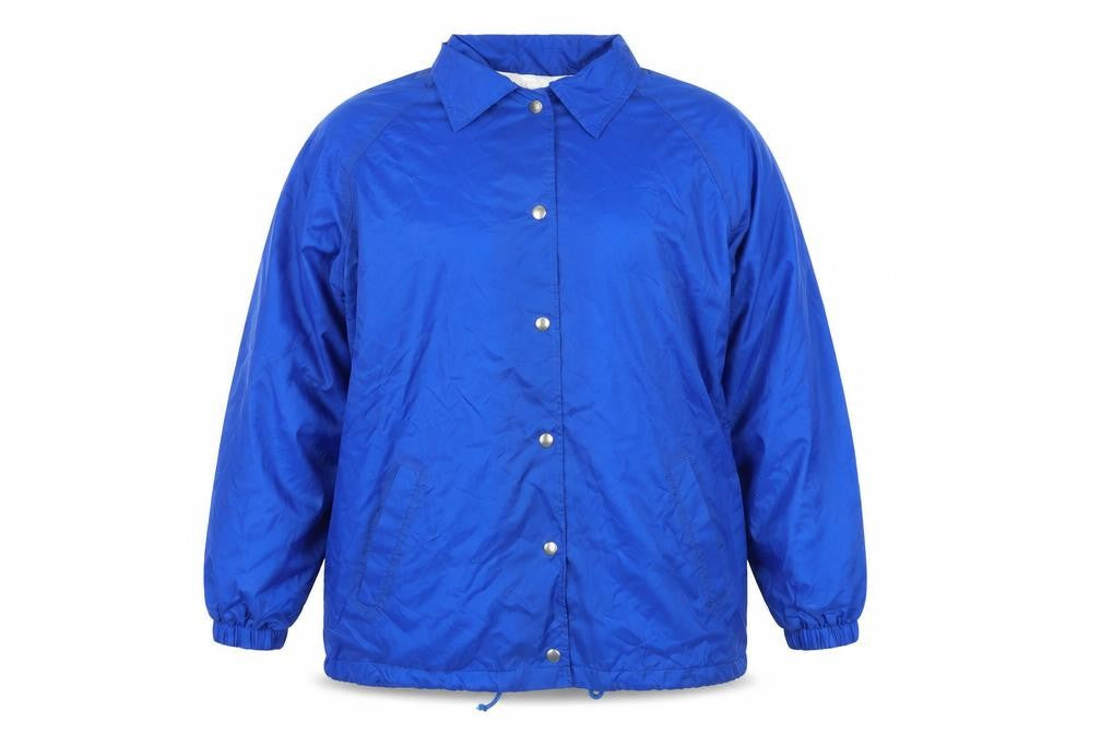 Front view of Classics women’s blue windbreaker coat, size UK 16