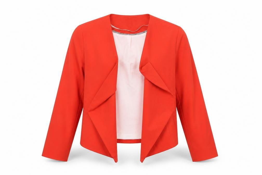 Front view of Dorothy Perkins women’s red jacket, size UK 8