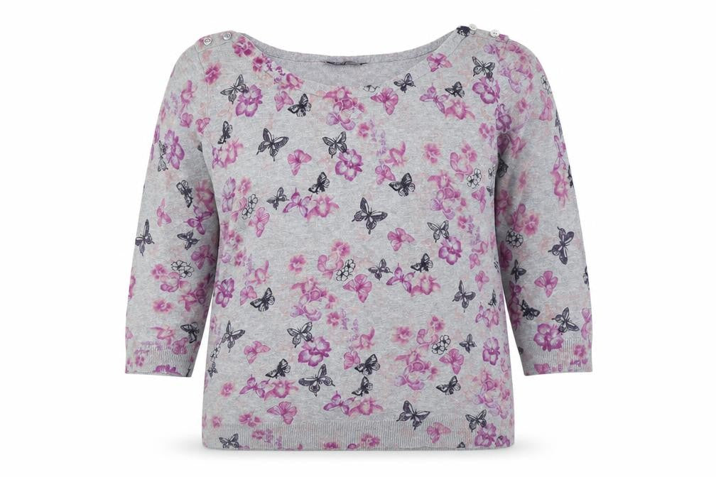 Front view of BHS women’s grey jumper, size UK 16