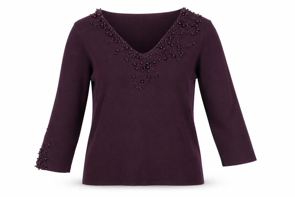 Front view of Sky women’s purple basic t-shirt, size UK 12