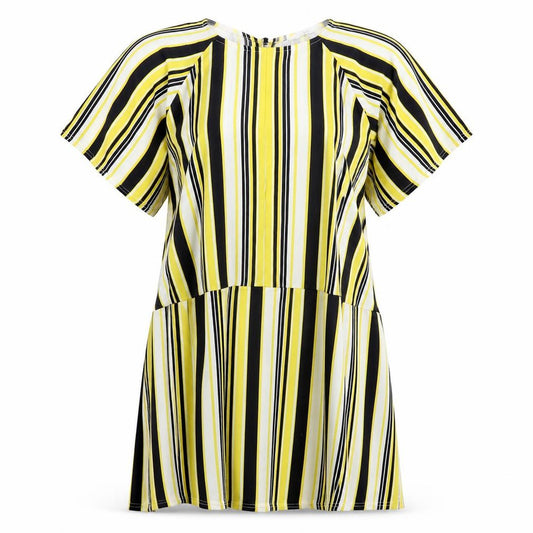 Front view of Next women’s yellow striped a-line, size UK 10