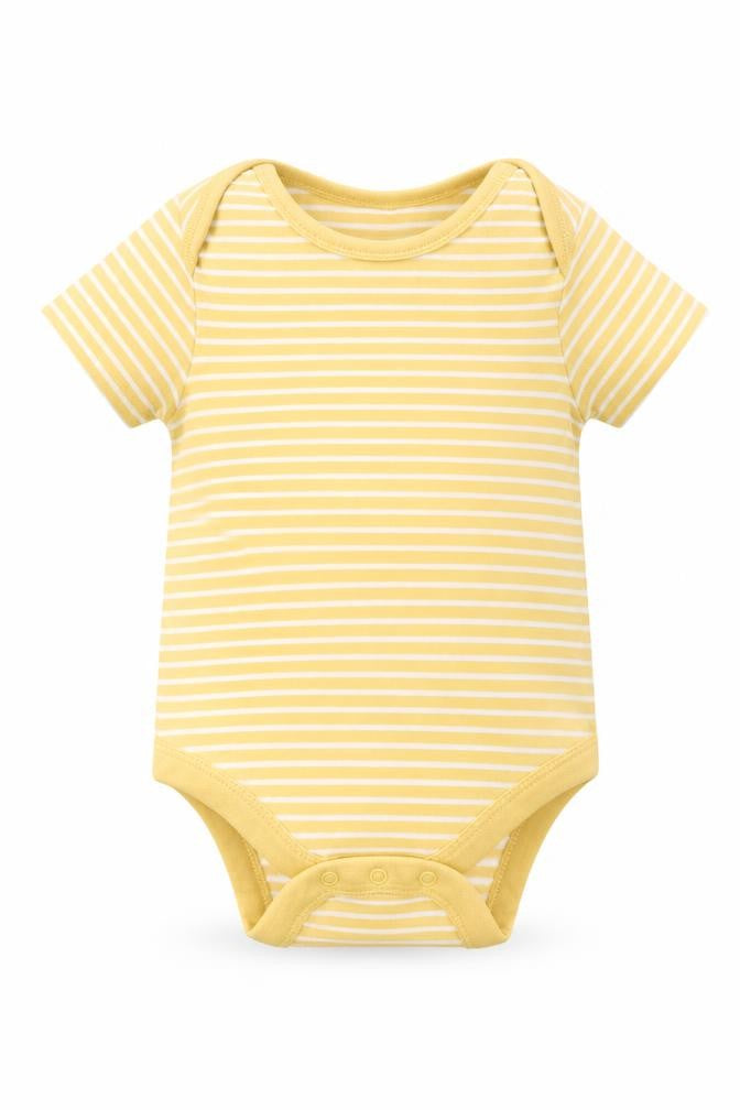 Marks and Spencer Girls Yellow Striped  Babygrow One-Piece Size 6-9 Months