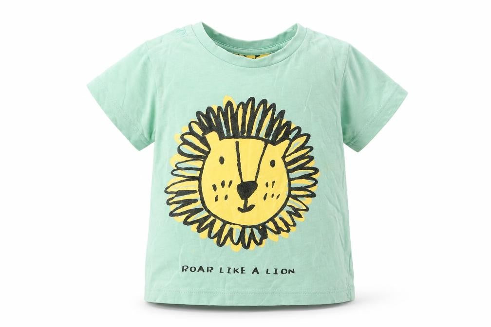 Front view of Marks & Spencer girls’ green basic t-shirt, size 6-9, months