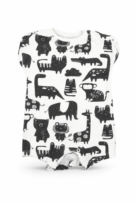 Front view of Next Baby White Geometric Babygrow One-Piece, size 0-3, Months