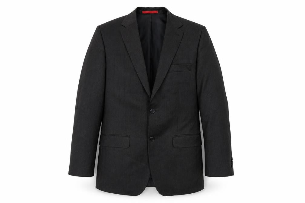 Front view of Burton men’s grey jacket blazer
