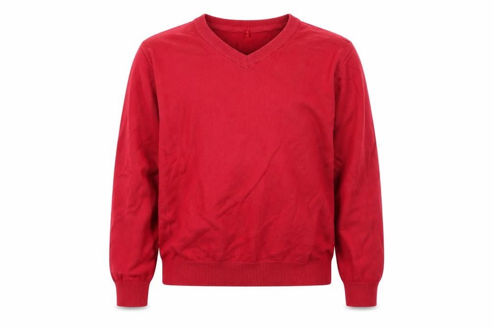 Front view of George girls’ red jumper, size 8-9, years