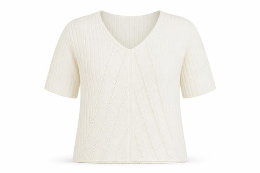 Front view of DELMOD women’s ivory jumper, size UK 12
